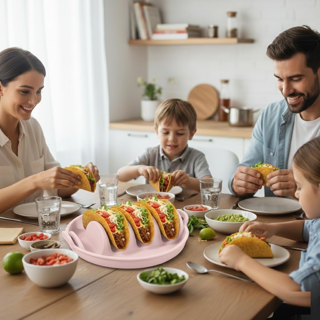 LOOKMINT Taco Holder Stand Cooking for Hard Soft Tacos Holds 4 Tacos Each Plates Green|Home & Garden | Kitchen, Dining & Bar | Kitchen Tools & Gadgets | Other Tools & Gadgets (PINK) 3