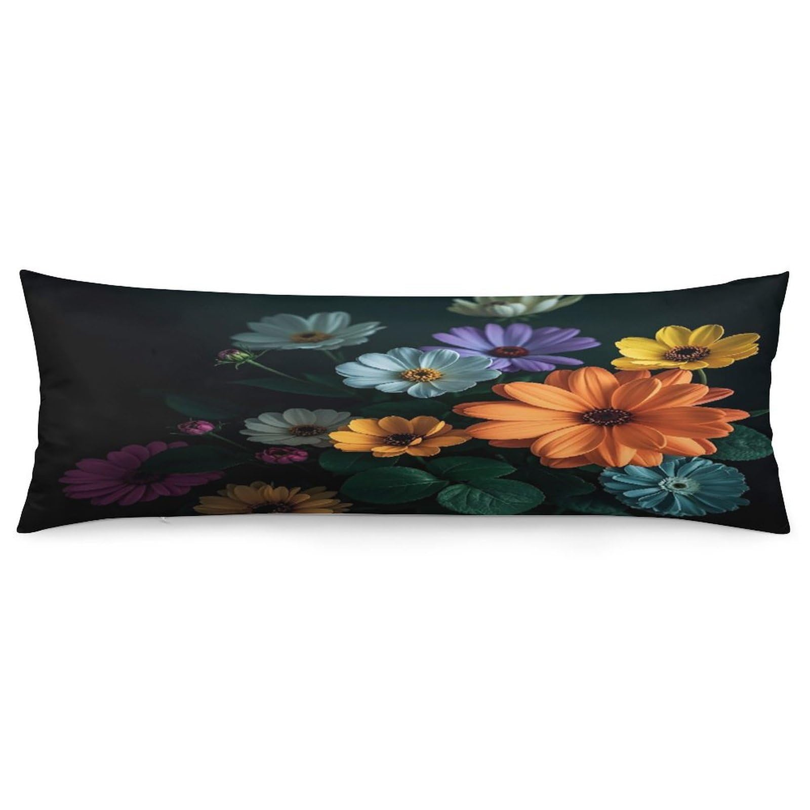 Bright Flowers Pillowcase Decorative Long Body Pillow Case Soft Breathable Body Pillow Cover Modern Large Pillowcase Cute Body Pillow Pillowcases for Bedroom Couch 18.9 X 53 Inch