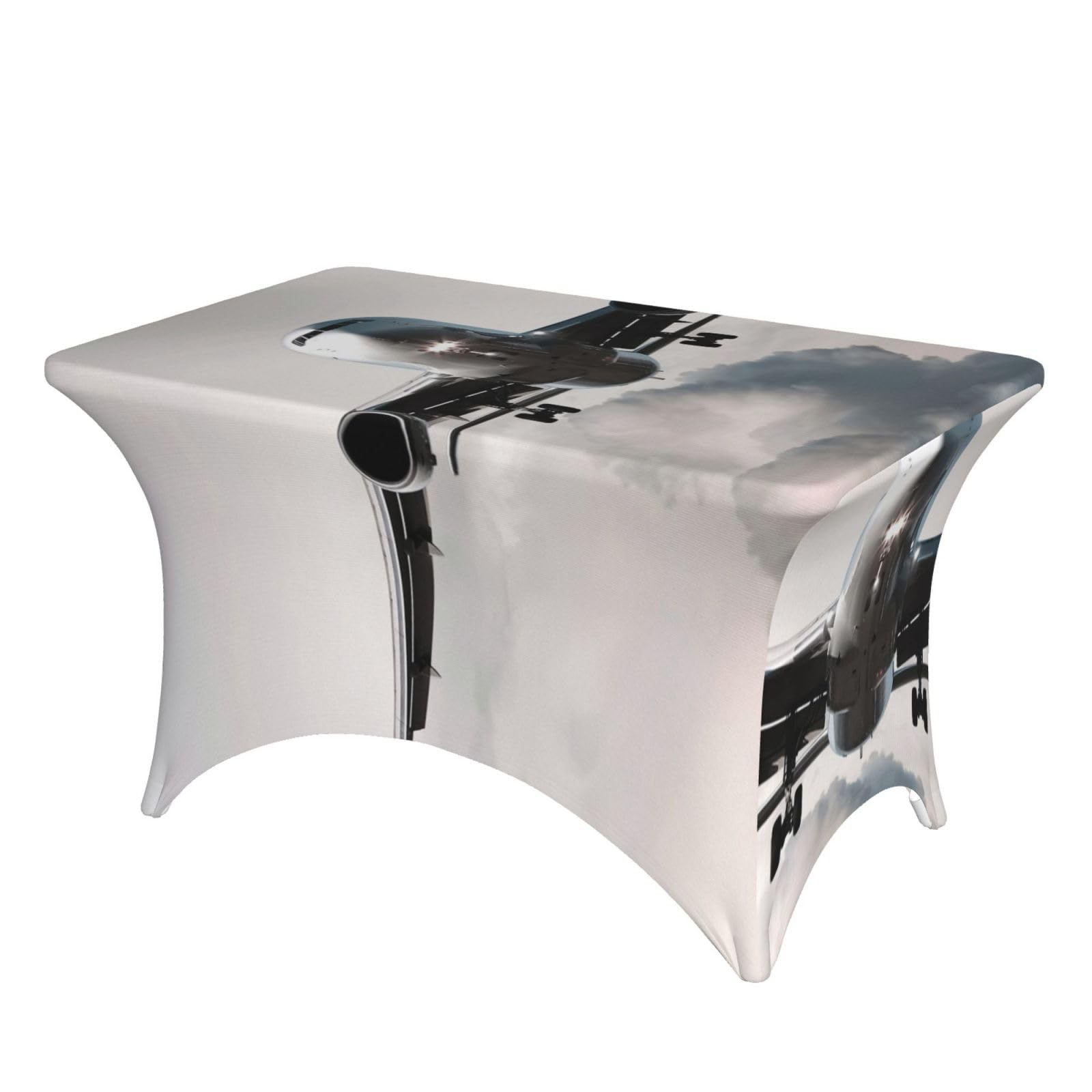 Dcehgew Airplane Art 4Ft Spandex Rectangular Table Cloth, Printed Fitted Elastic Tablecloths Washable Table Cover For Event, Wedding, Banquet & Party