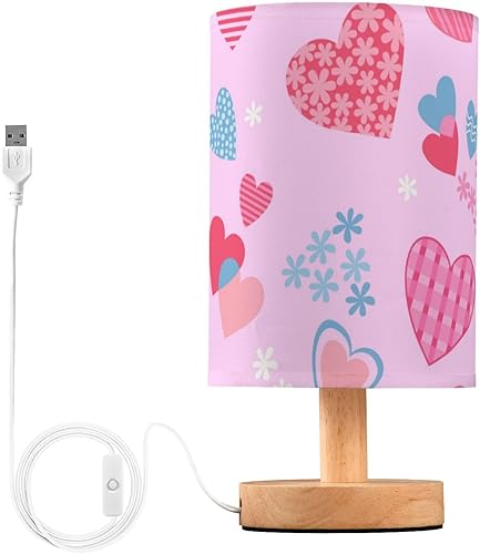 Miniatura 1 de GuoChe Bedside Lamp Kids Night Light Small Valentine's Day Cute Hearts Shape Pink Lamp for Study Nursery lampara de mesa para