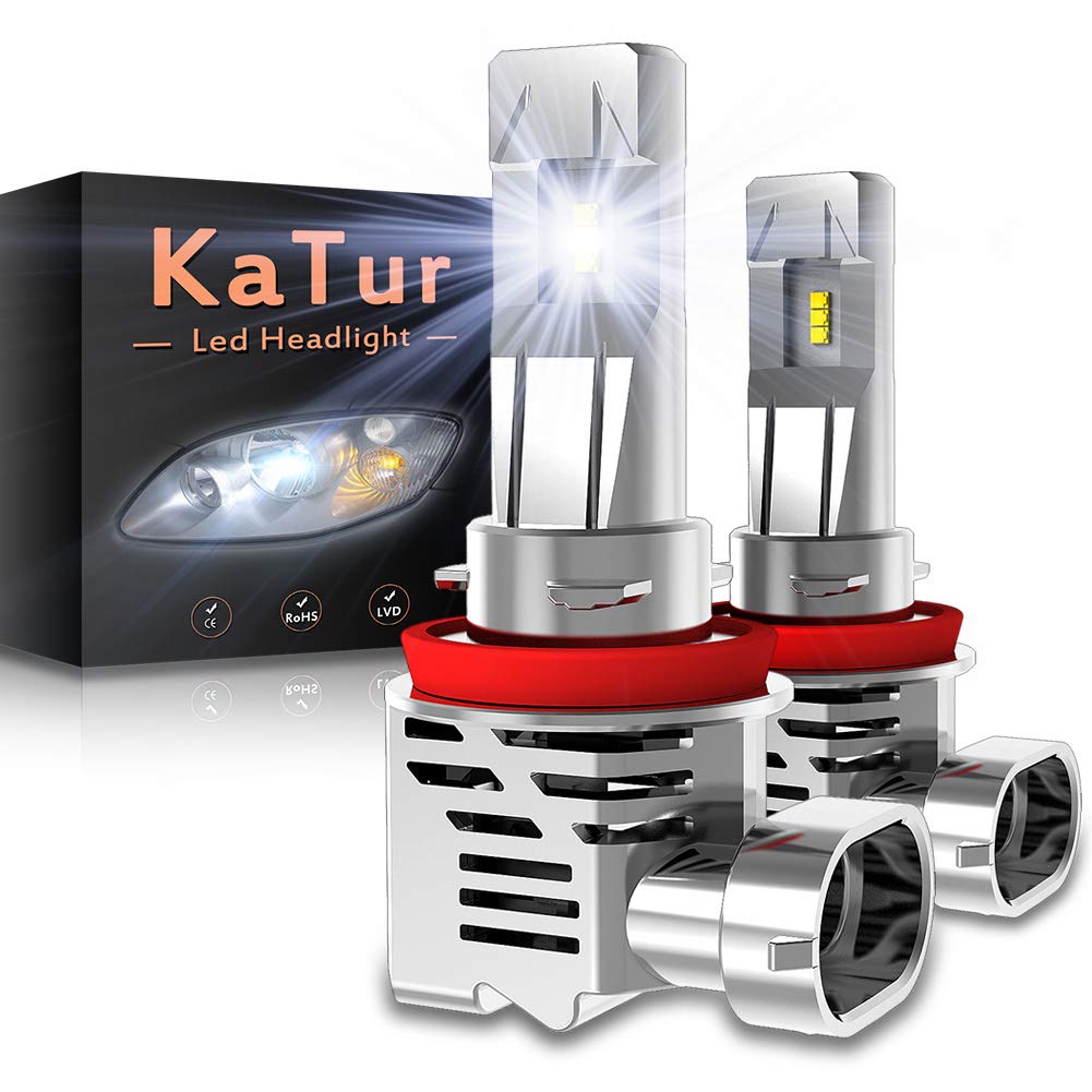 KATUR H8 H9 H11 H16 (Japonia) Żarówki LED do reflektorów, niezwykle jasne, chipy 10000LM, design 1:1, wszystko w jednym, zestaw do konwersji reflektorów o wysokiej mocy 55W 6500K ksenonowe białe - 2
