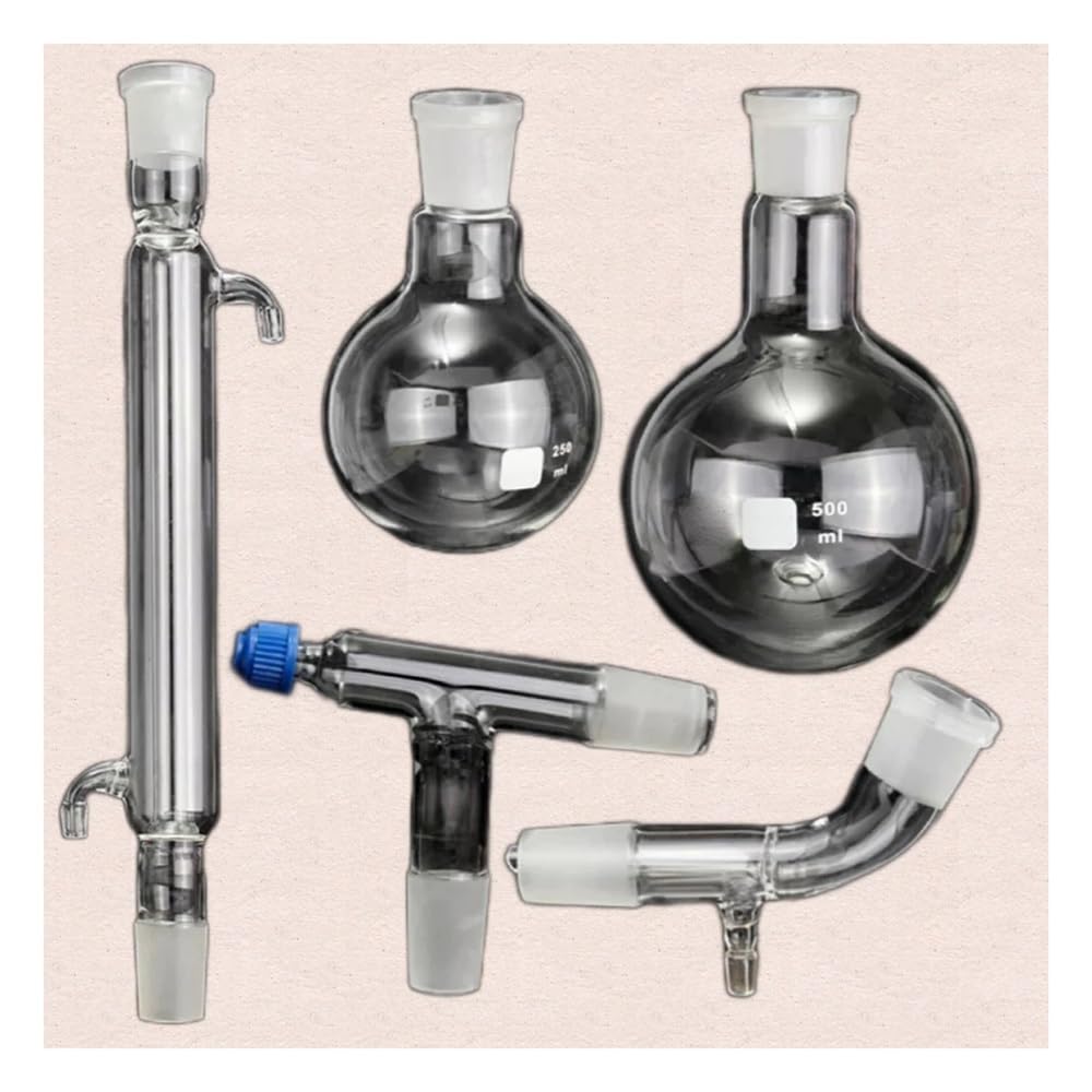 5-teiliges Set 250/500 ml 24/29 Labor-Destillationsgeräte-Glaswaren-Kit