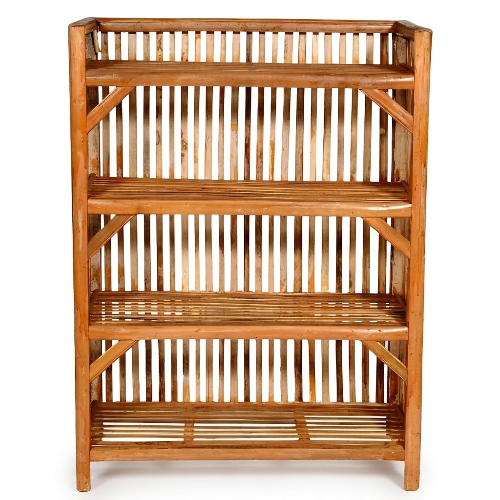 Heavy-Duty Solid Bamboo Storage Shelf 4-Tier Multipurpose Rack Stand for Shoes, Books, Kitchen Utensils & Balcony Decor (Premium Wood Finish)-picture-13