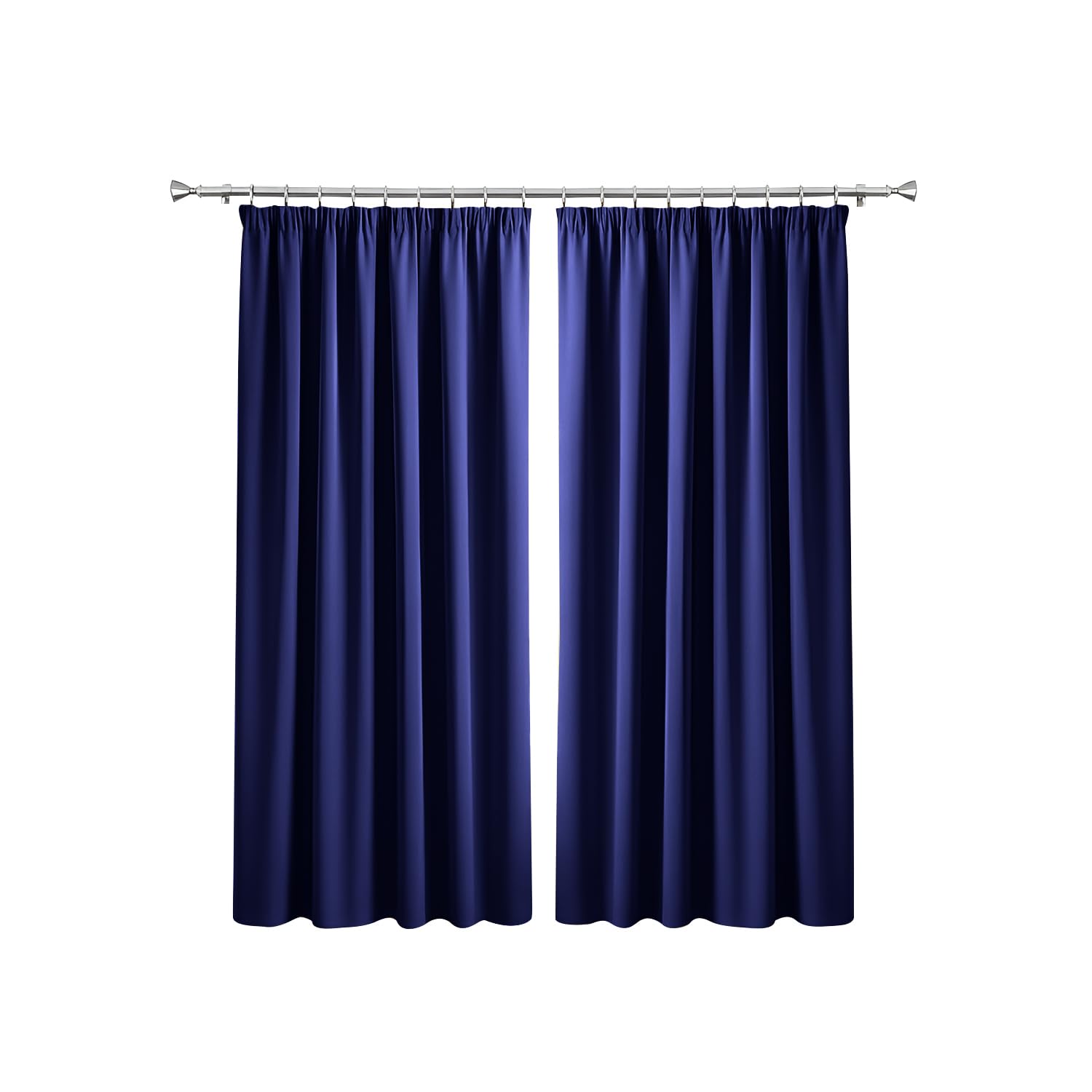 Imperial Rooms Blackout Curtains Pencil Pleat Navy Curtains for Bedroom 66x72 Inch- Super Soft Thermal Blackout Living Room Curtain 2 Panels with Matching Tie Backs