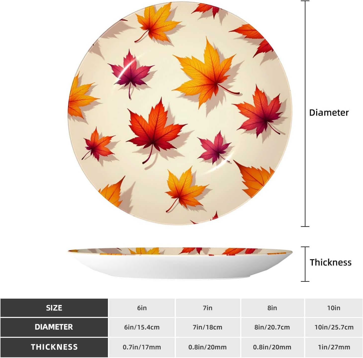 Autumn Leaves Style Ceramic Plate Display Decorative Plate With Stand Wall Hanging Plate For Home Decor 10 Inch