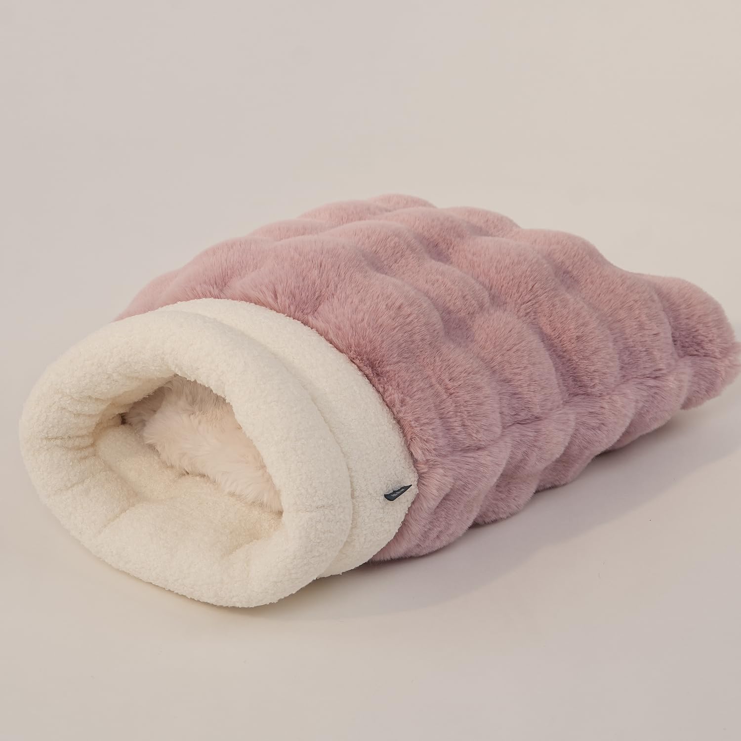 SOMAHE 4 in 1 Cat Sleeping Bag for Indoor Cats Soft Faux Fur Warm Bed 360° Wrap Bag Washable Comfortable Pets Sleeping Bed Fits Up to 15 lbs 21" × 17"