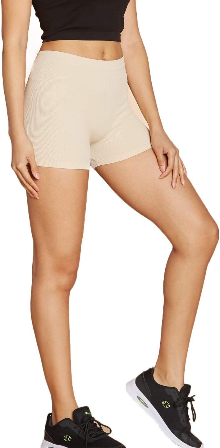 Urban Look Super Stretch Body Enhancing Seamless Ribbed Slip Shorts Biker Shorts for Under Dresses and Workout - Image 2