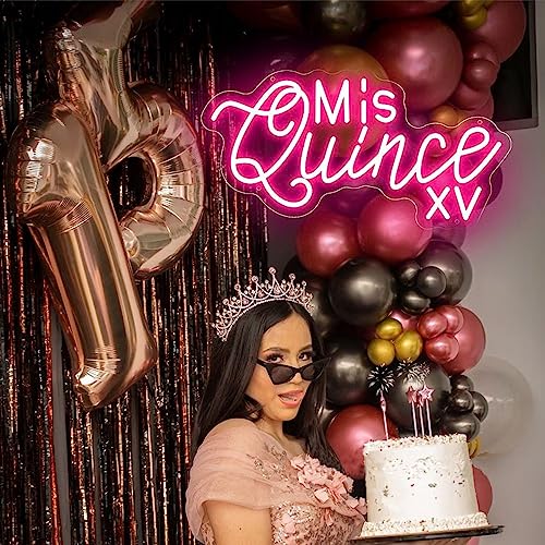 Image of Mis Quince Custom Quinceanera Led Neon Sign Light for Wall Decor,Pink Neon Light Mis XV Anos Sign,Wall Art Neon Led Light Up Signs Personalized Birthday Gifts for Her,Size:19.7inch