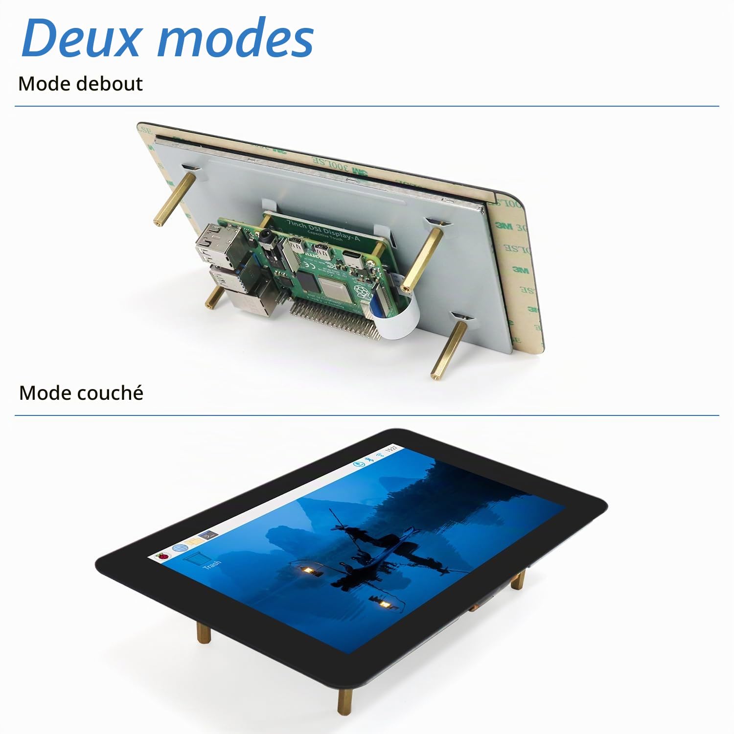 Freenove 7 inch Touch Display for Raspberry Pi 5 4 B 3 B+ A+, 800x480 Pixel IPS Monitor, 5-Point Capacitive Touchscreen, Driver-Free MIPI DSI Port
