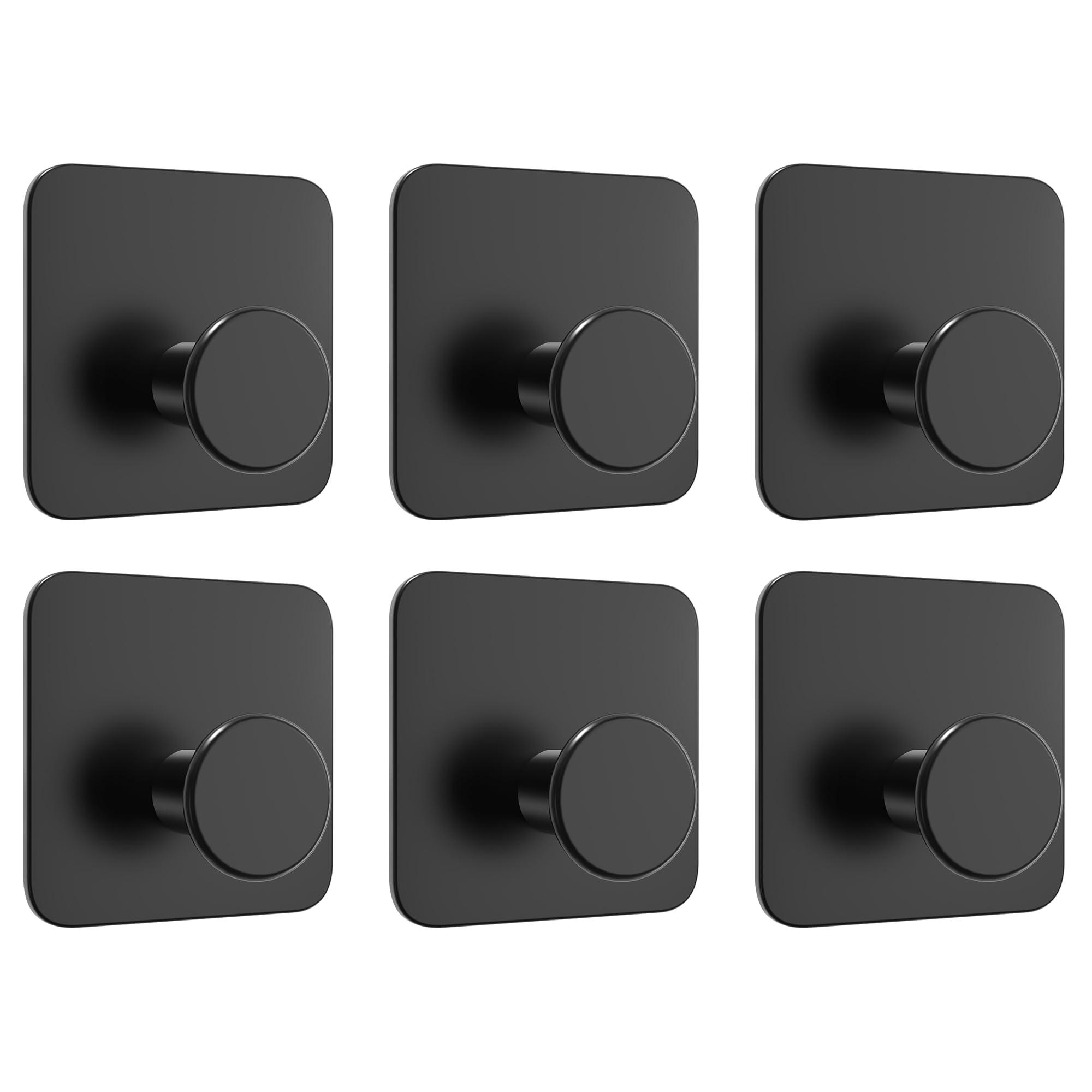 4happy 6 x Handtuchhalter ohne Bohren, MZ Design - Schwarz Klebehaken selbstklebend mit Klebepads