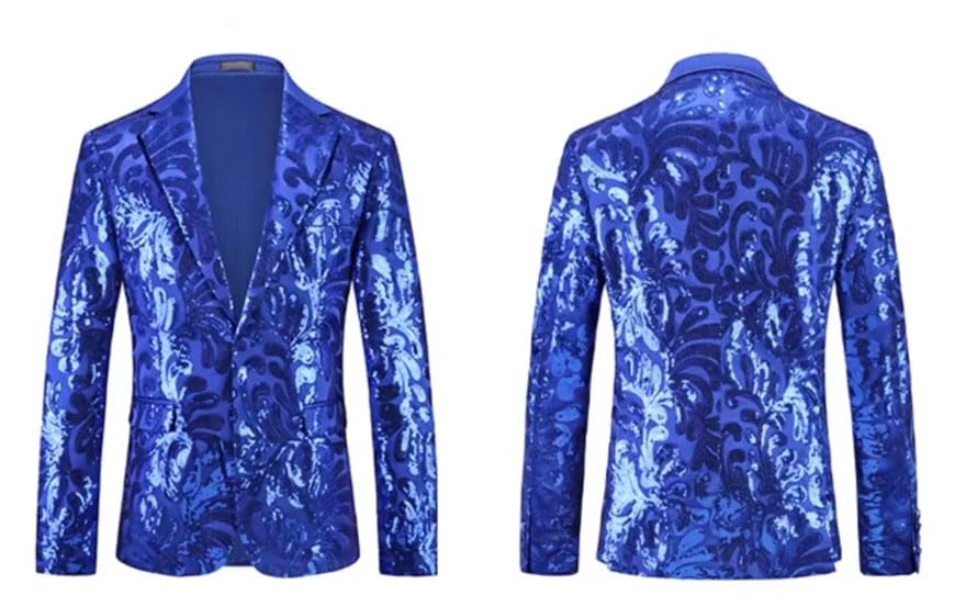 Men Party Sequined Suits Singer Host Dance Party Performance Dress Floral Blazers and Pants En8 L3
