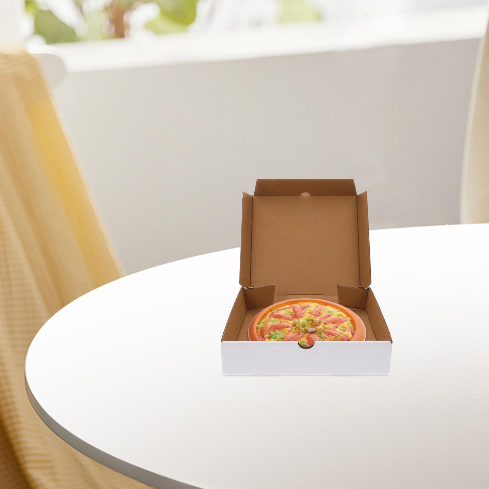 Didiseaon Scatole per Pizza Kraft Bianca 30 Pezzi Cartone Ondulato Resistente Protezione Alimenti per Asporto e Consegna