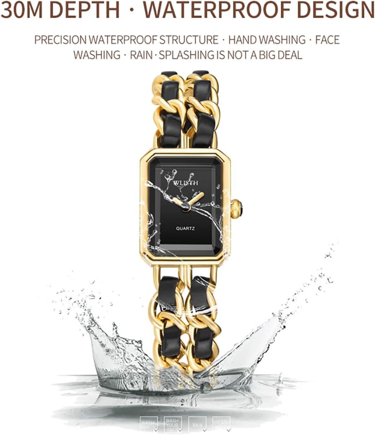 BESTKANG Rectangle Women Watches Elegant Ladies Dress Watches with Unique Stainless Steel Band