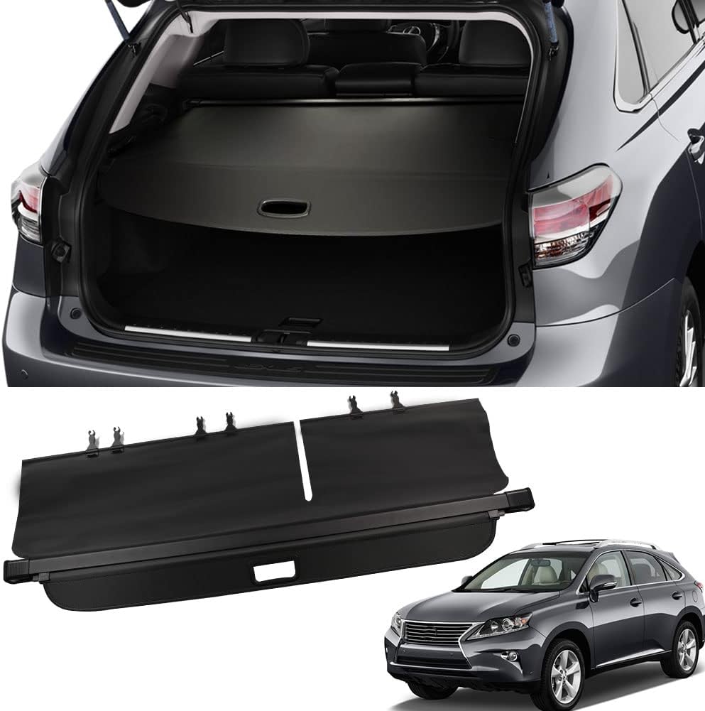 Marretoo for Lexus RX270 RX350 RX450H Cargo Cover 2010 2011 2012 2013 2014 2015 for Lexus RX270 RX350 RX450H Accessories Black Retractable Trunk Cover Security Shield Shade