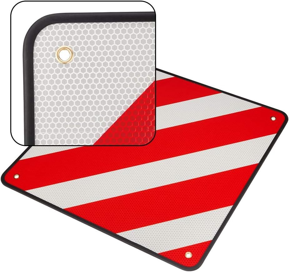 JOYTUTUS 2 in 1 Warntafel Italien Und Spanien Aluminium mit 4 Stück 4mm Spanngurte zur Befestigung, 50 * 50cm Reflektierend für Fahrradträger, Heckanhänger, Wohnwagen