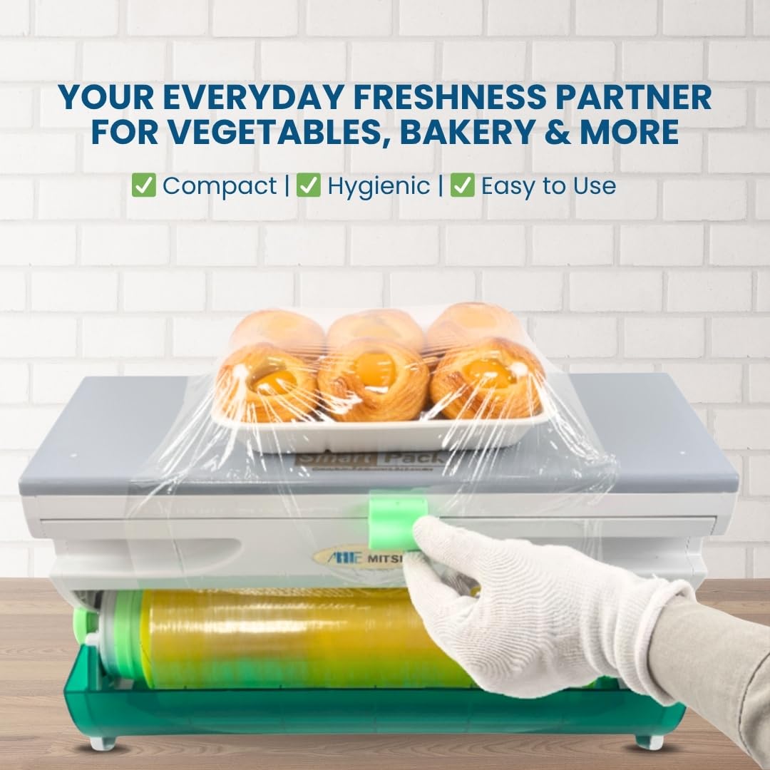 SMART PACK Table Top Vegen Cut Wrapping Machine for Vegetable, Bakery Food Wrap, Commercial Kitchens | Maintaining Food Freshness | Vegetable Wrapping Machine | Pack of 1