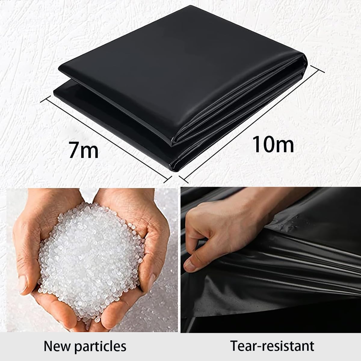 Revestimiento de Estanque de HDPE Revestimiento de Estanque Grande Espesor 0.4mm Membrana Reforzada paisajismo Resistente al desgarro para Fuentes de Agua y Jardines(Size:7mx10m)