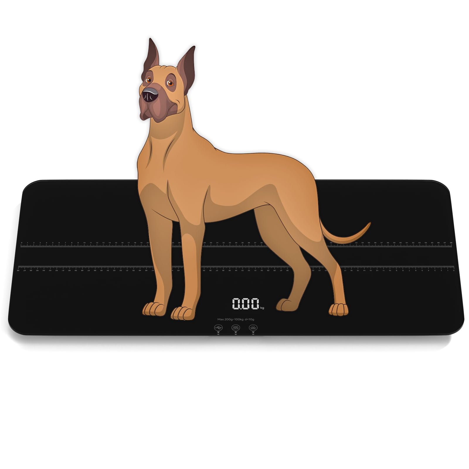 Bilancia digitale per cani Bilancia digitale LCD - Max 99,8 kg | 3 modalità di pesata lbs, kg, st, unità di ricarica USB/funzione tara/attesa 68,9 x 33,3 cm (nero)