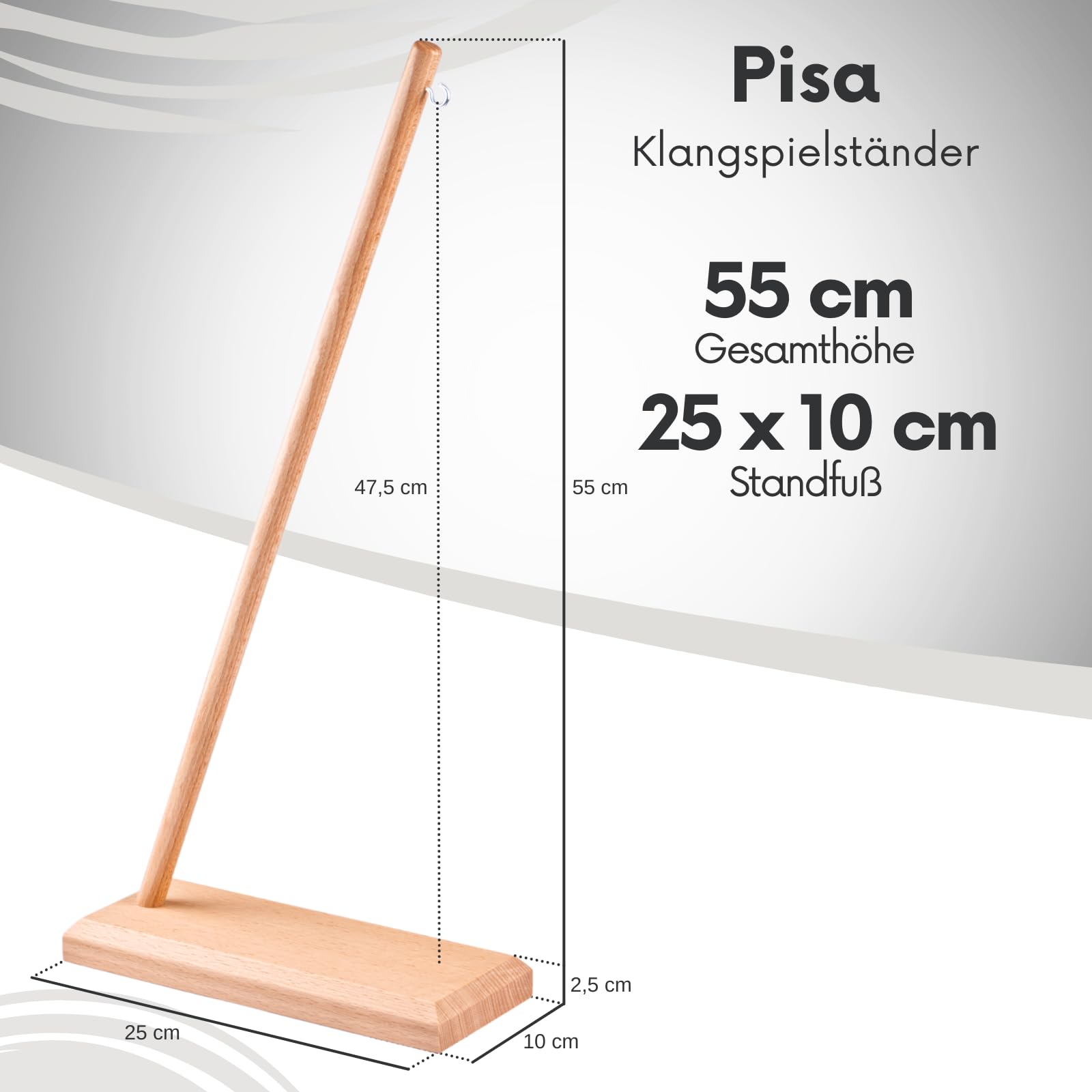 Zaphir Klangspiel Sunray Sommer mit Ständer - Klangspielständer Pisa aus Buchenholz - 55 cm Höhe für Yoga, Kinder zur Entspannung und Meditieren