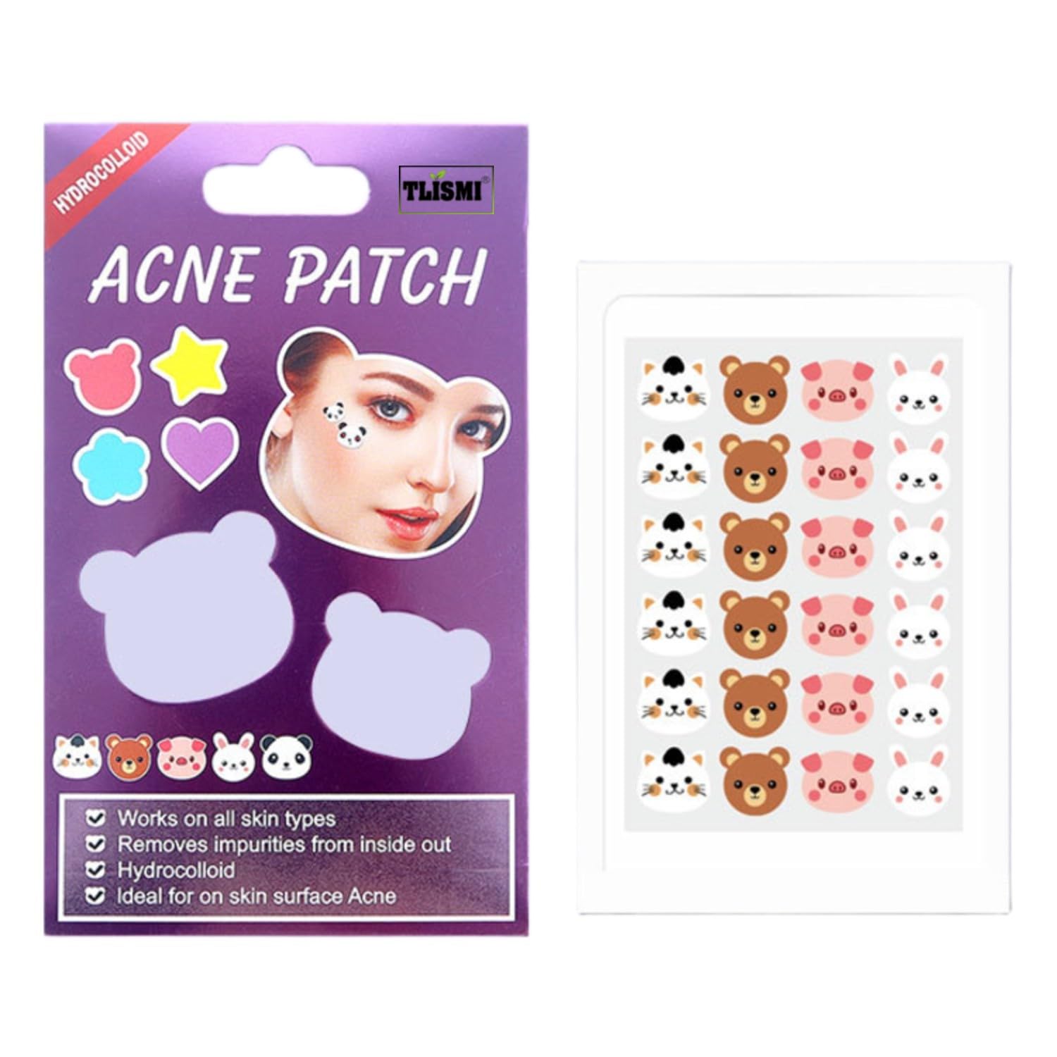 TLISMI Cute Animal Shape Acne Pimple Patch for Face | Hydrocolloid Overnight Acne Absorbing Stickers | Lightweight Waterproof Skin Treatment Pimple Patch for All Skin Types (24 Count In 1 Pack)-image-9