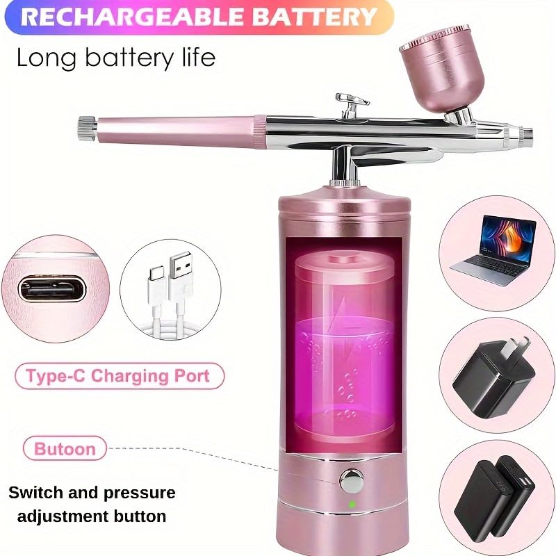 Spray gun set, anti-clogging high-pressure spray gun set, equipped with a 0.3mm nozzle and cleaning brush set, suitable for makeup, hairdressing, nail art, and cake decoration