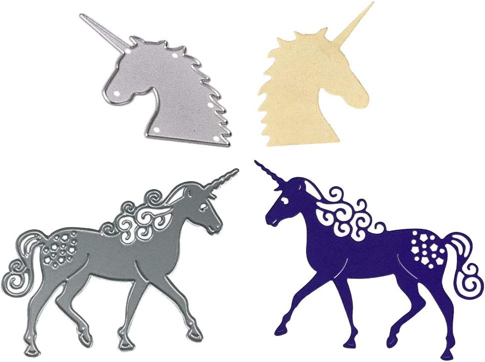 Cutting Dies 2 pcs Unicorn Handmade DIY Stencils Template Embossing for Card Scrapbooking Craft (Unicorn)
