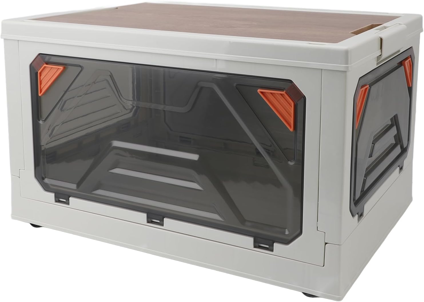 Pwshymi Large Foldable Plastic Storage Bins Convenient for Camping and Travel, Multipurpose Stackable Storage Box with Lid for Organizing Closet Space, PP Material 19.7x13.8x11.8in