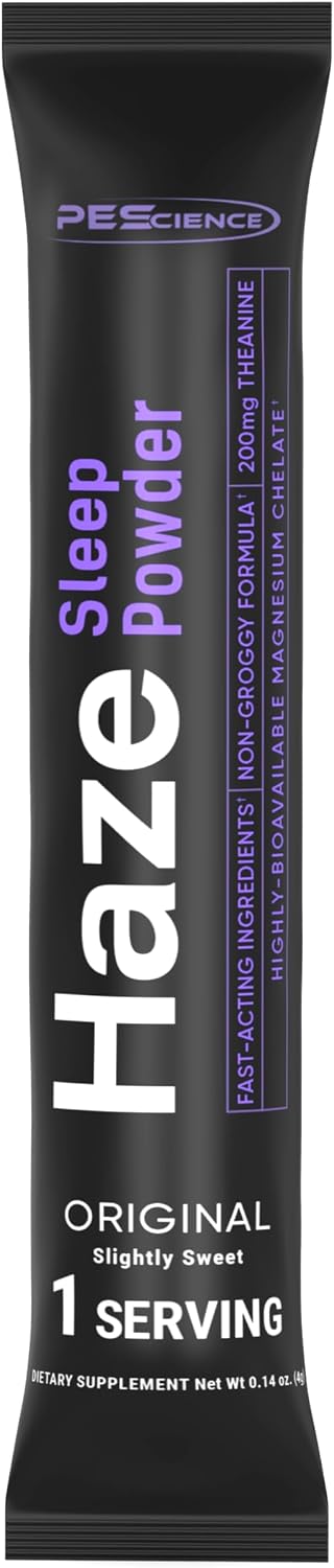 PEscience Haze Sleep Powder, Melatonin-Free, Unflavored, Sleep Support with 5-HTP, Theanine, myo-Inositol and Magnesium, 30 Servings