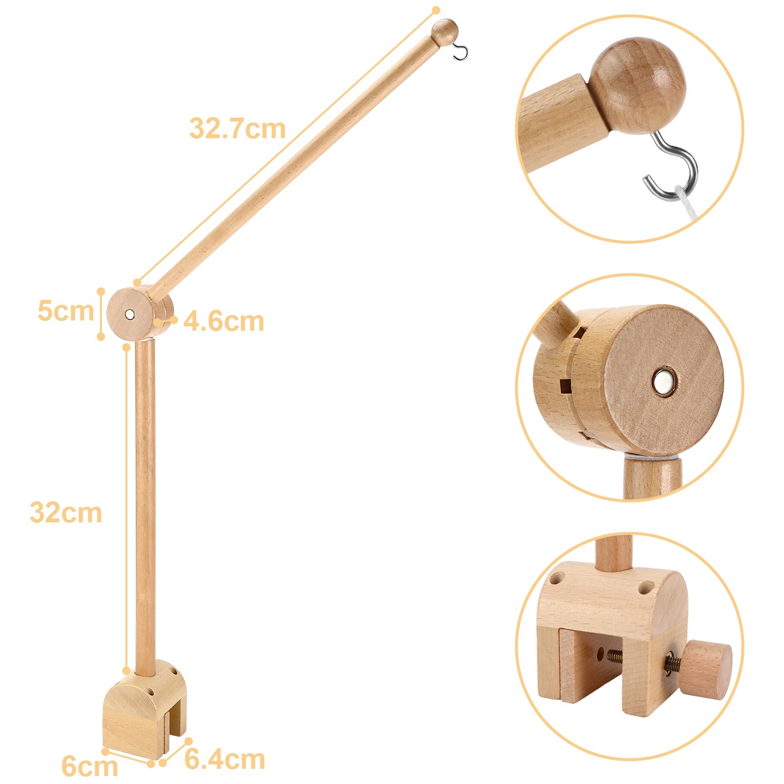 Collazoey Supporto Giostrina Lettino in Legno, regolabile in altezza, per cameretta bambini, lettini e fasciatoi