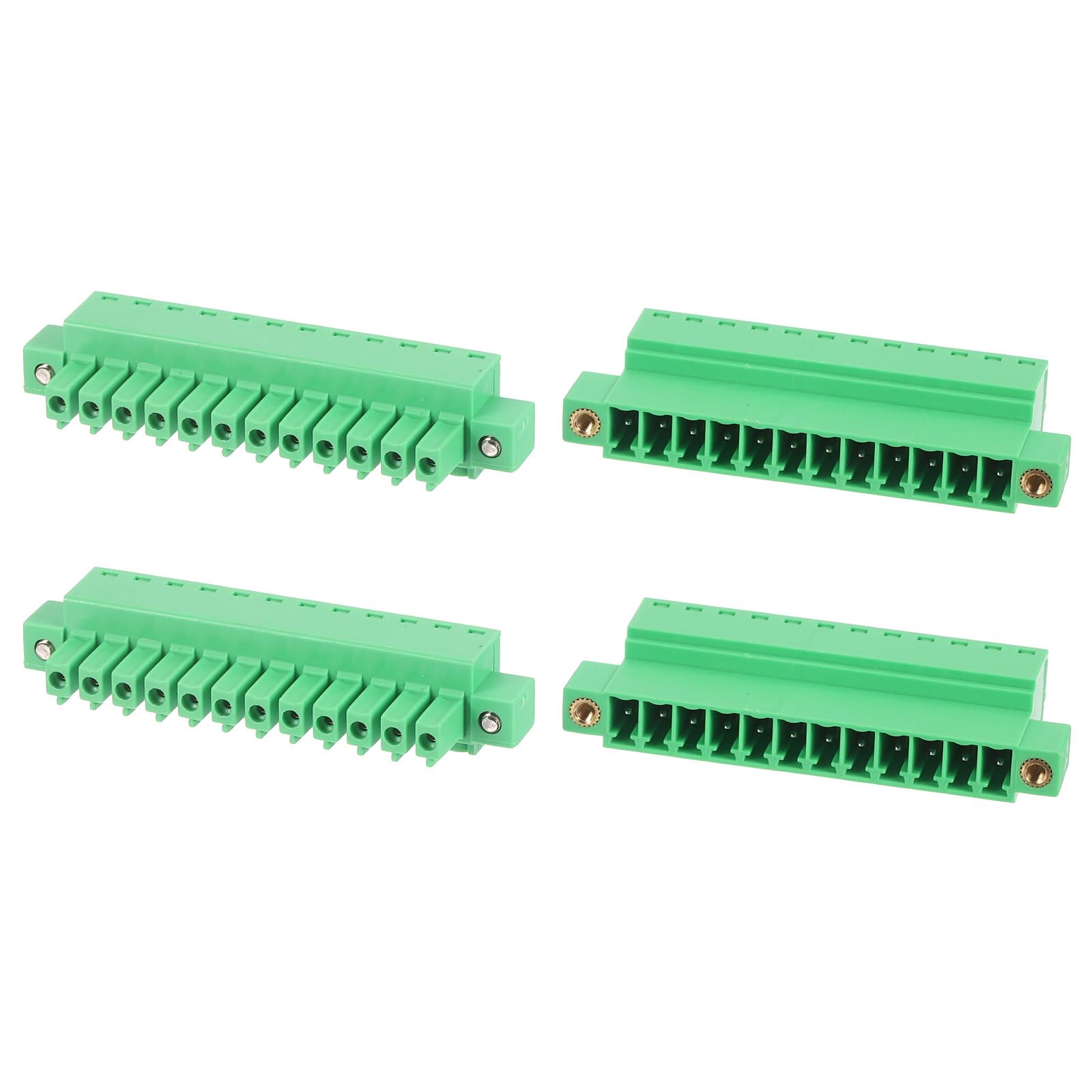 sourcing map 2Set 12 Pin 3.81mm Pitch 300V 8A PCB Mount Screw Terminal Block Connector, Pluggable Plug Flange Mount for DIY Electronics Audio Power Modules