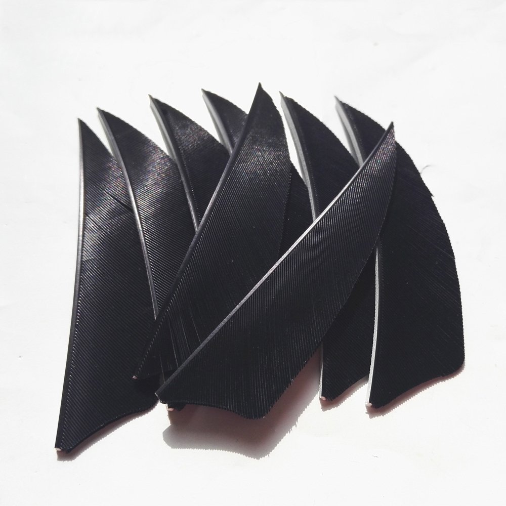 100 Plumes Naturelles De Dinde Pour Flèches – 3 Pouces, Forme Bouclier, Noir/rouge – Pour Chasse Et DIY