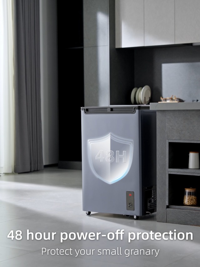 Image of 2.0 Cu.ft Small Chest Freezer, Top Door, Metal, Mini Deep Freezer,Freestanding with Removable Basket, for Home Kitchen Office (BLACK, 2.0Cu.ft)