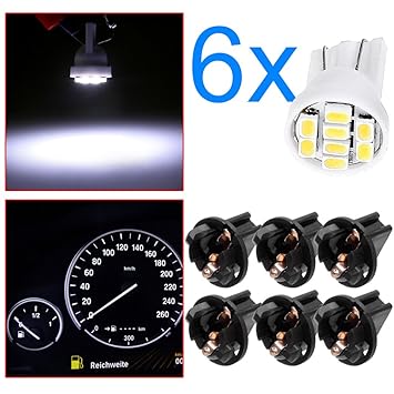 cciyu 6 Pack PC161 Twist Lock Gauge Instrument Panel Lights T10 LED Bulbs