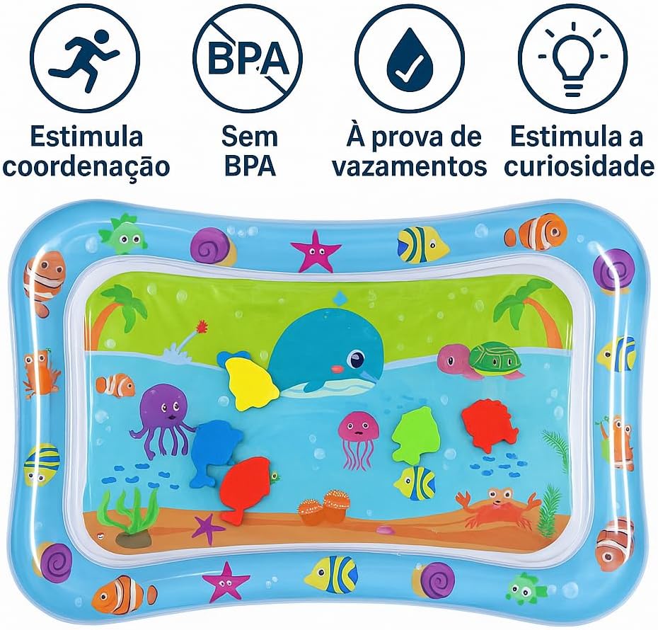 Tapete Infantil de Água Inflável para Bebê Almofada Sensorial Interativa Brinquedo Baby Educativo 48,5x67,5cm (Oceano) Tapete Infantil de Água Inflável para Bebê Almofada Sensorial Interativa Brinquedo Baby Educativo 48,5x67,5cm (Oceano)