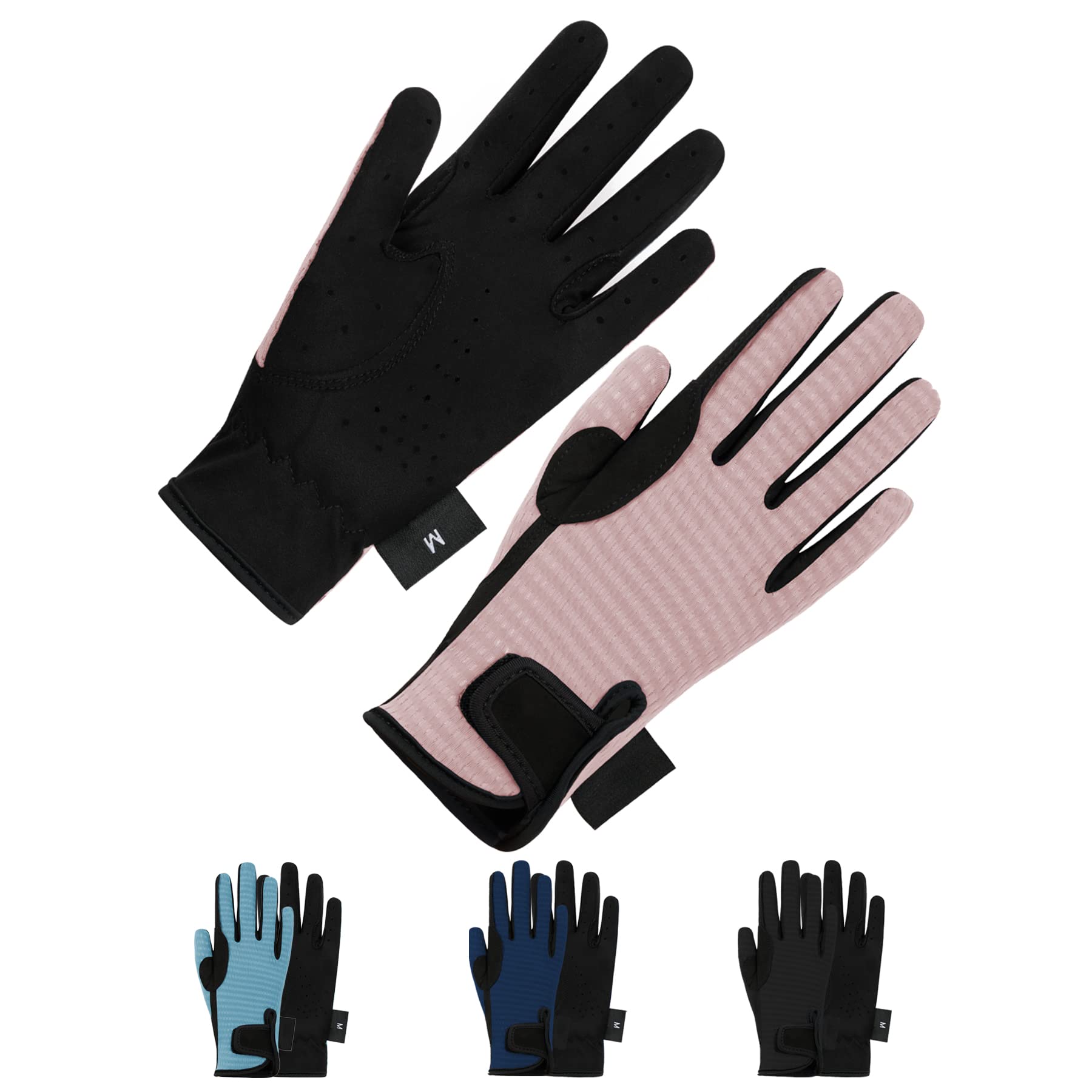 Thapower Guantes de equitación para niños, guantes de equitación ecuestre de malla, guantes de equitación para niños y niñas, ideales para ciclismo, jardinería, rosa, M