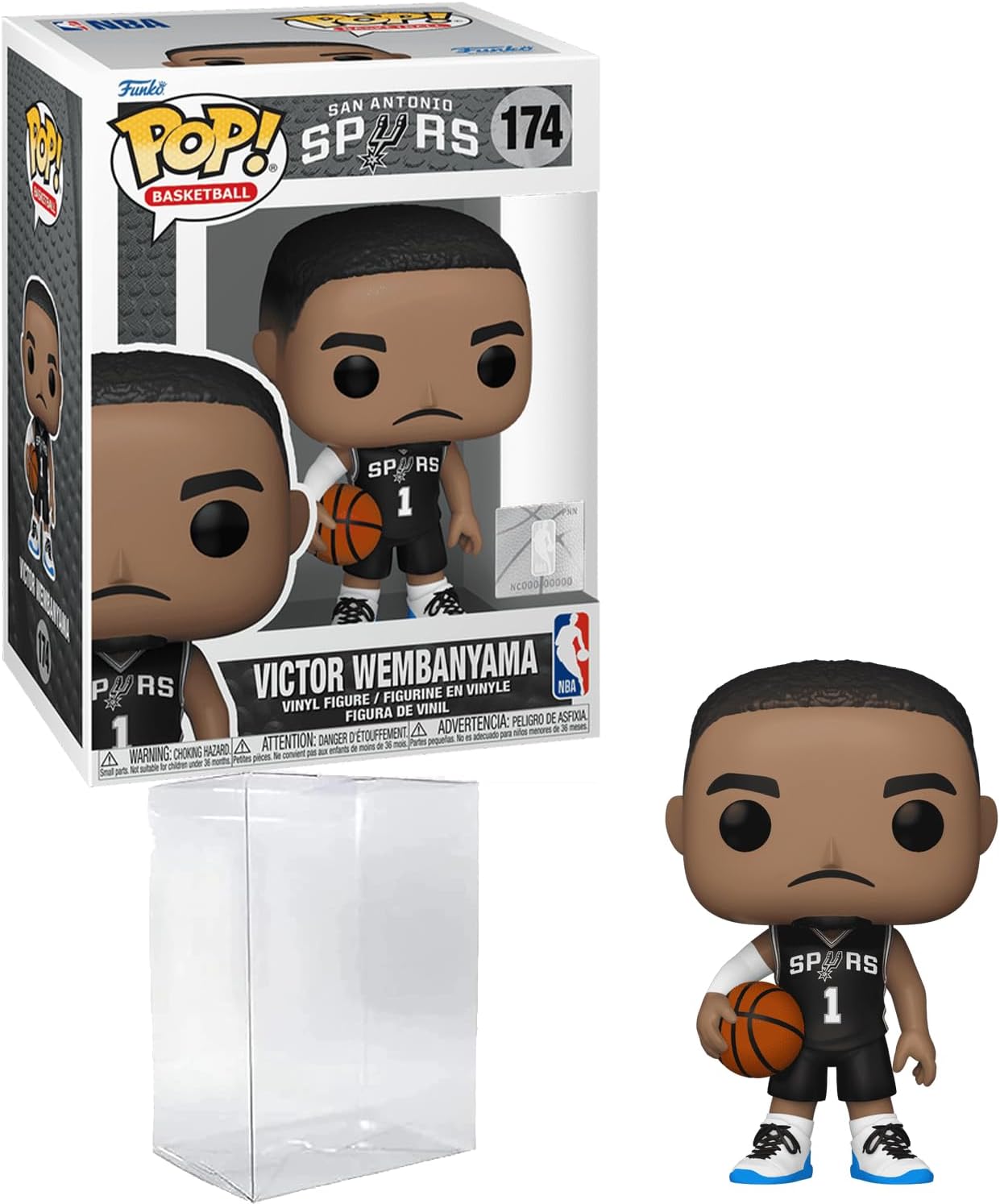 Victor Wembanyama #174 Funko POP! Basketball San Antonio Spurs Figurine Bundle with HOFSM Protector Case
