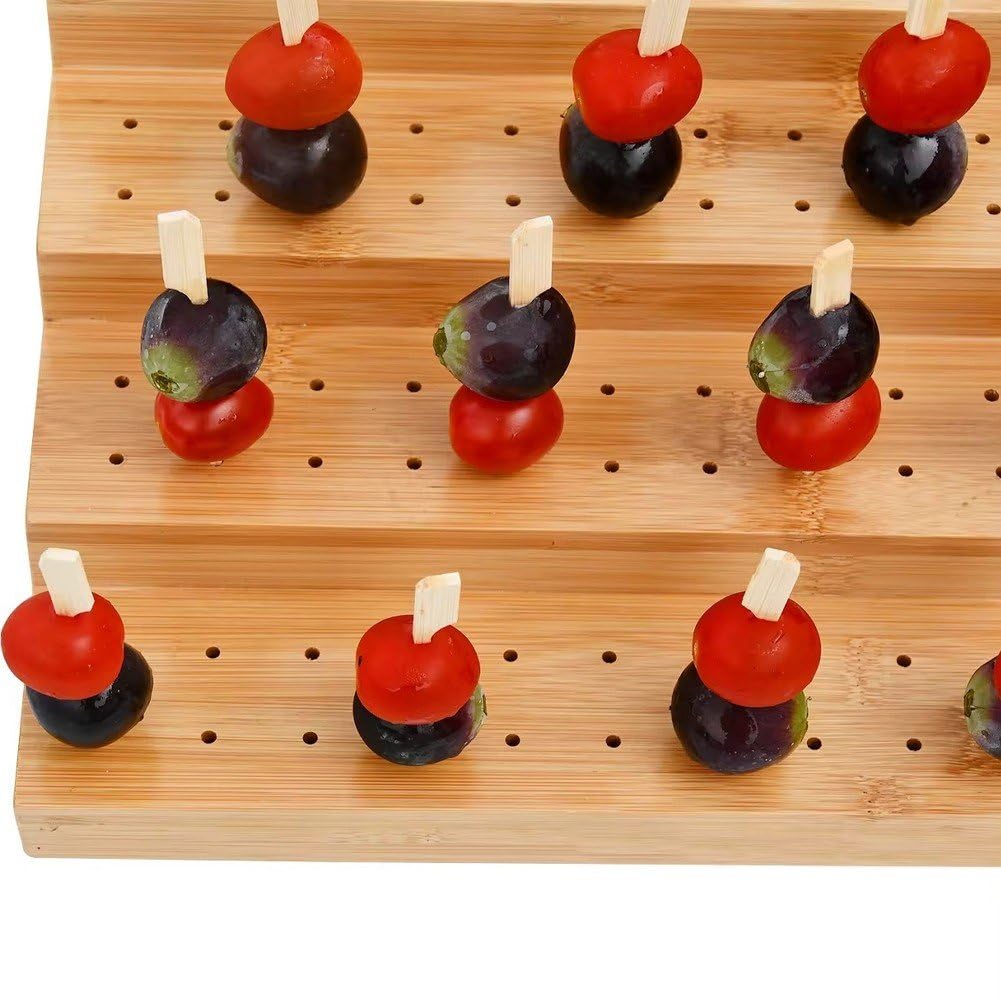 Porta Spiedino in Legno, Supporto per Plettro in Legno 180 Fori Tabellone per Buffet a 6 Livelli Espositori Multi Livello Porta Plettro per Cocktail Party