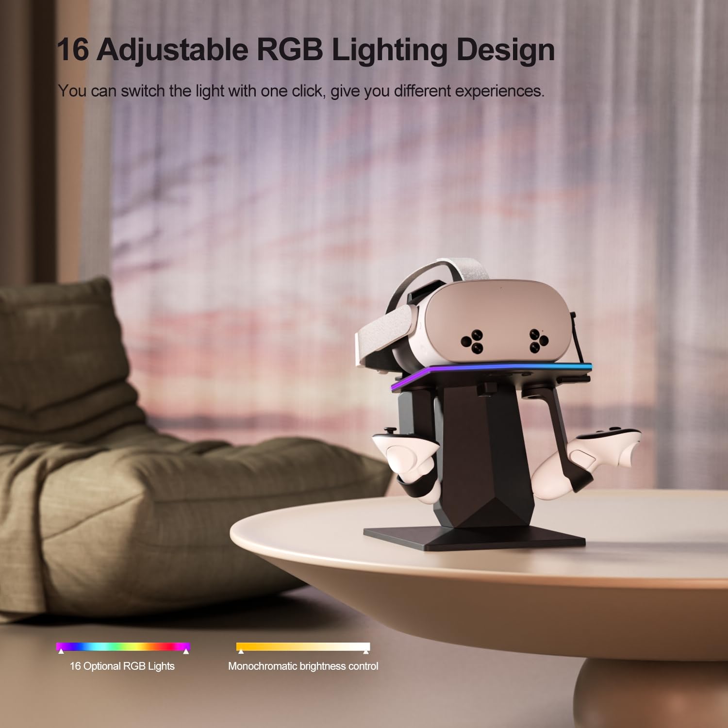 Dock di ricarica compatibile con Meta Quest 2/3/3S | Supporta la stazione di ricarica rapida VR con luce RGB, cavo di tipo C, supporto per controller VR