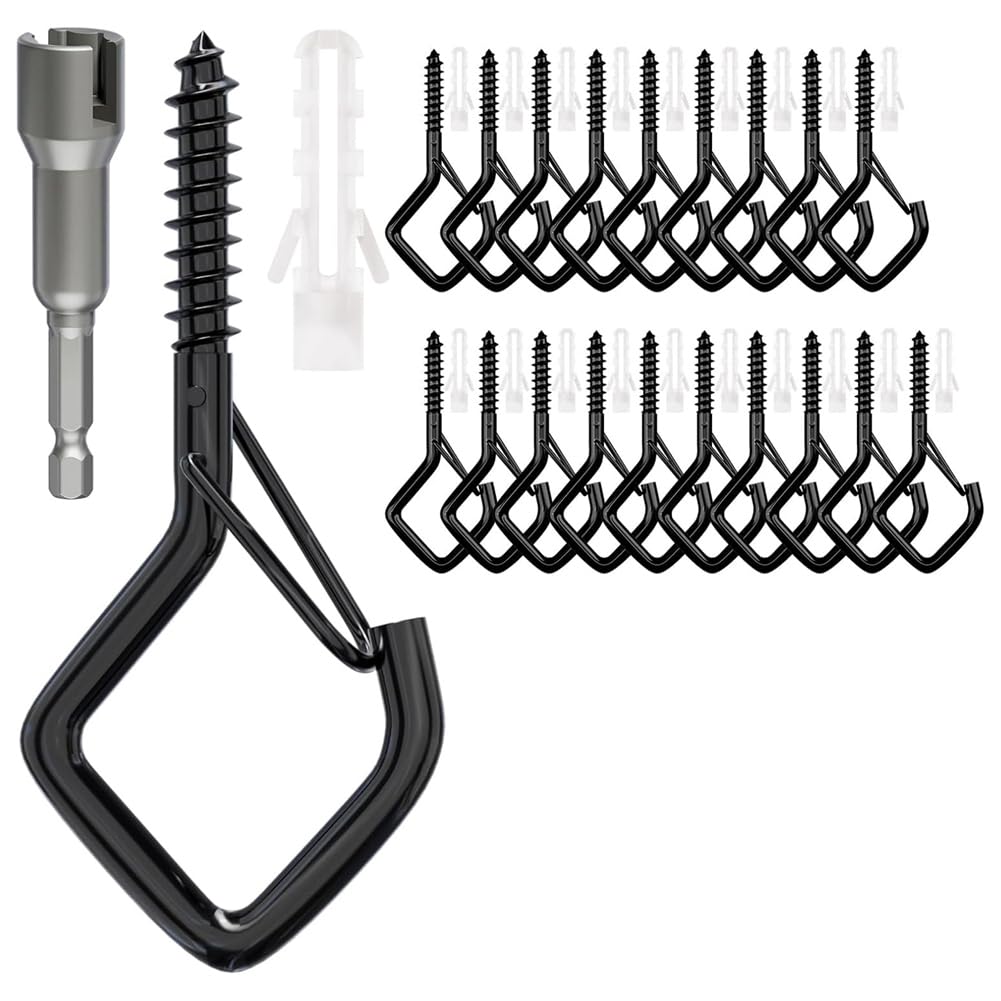 Tuidzljd Hooks with Safety Buckle for Wind Chimes, Heavy Duty Ceiling Hooks for Outdoor String Lights, for Hanging Plants