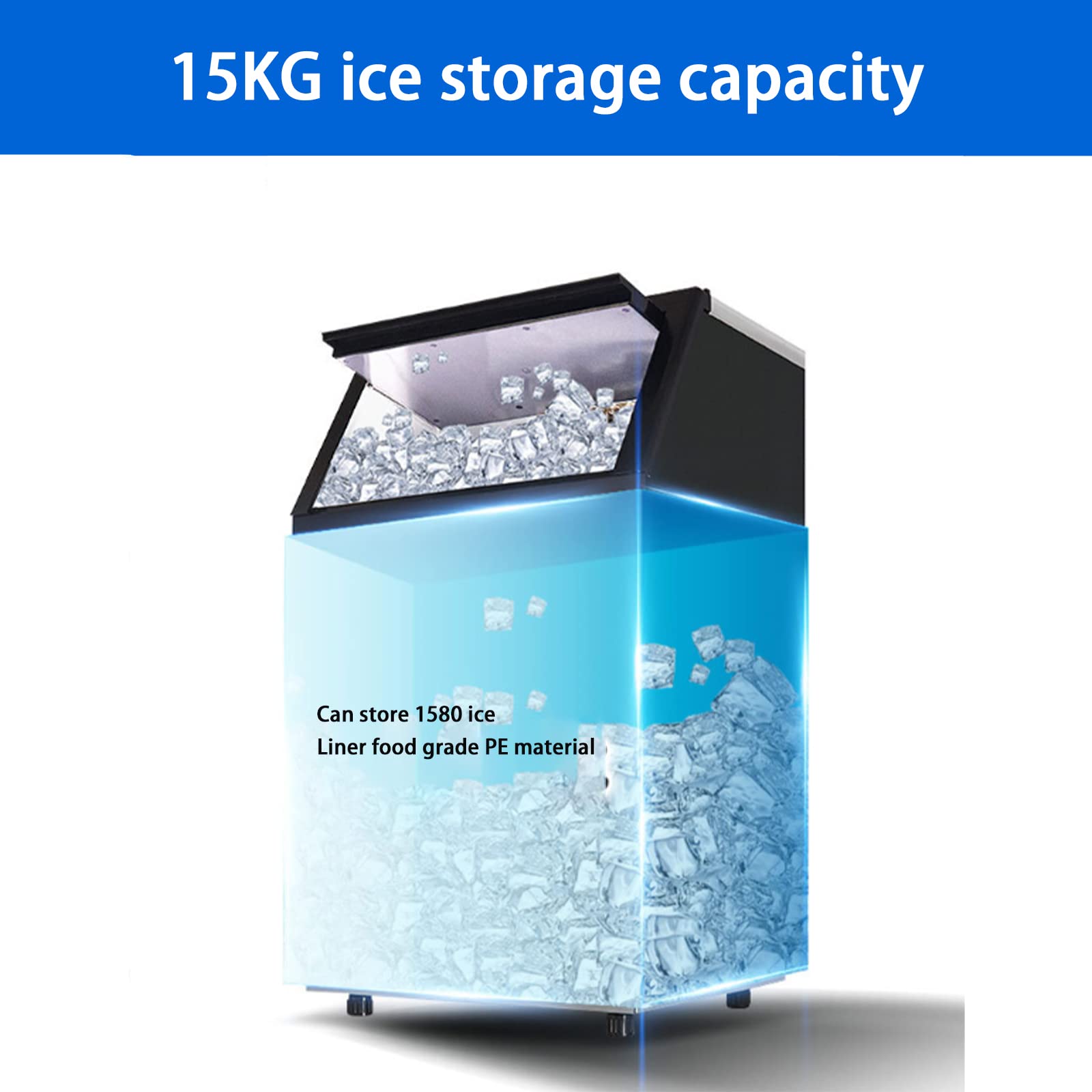 Fabricador de Hielo Comercial, máquina de Hielo Inteligente 55 kg Entrada de Agua automática Hielo Panel de Control LCD Inteligente Grande para Oficina en casa Bar Tienda de té con Leche (80 k