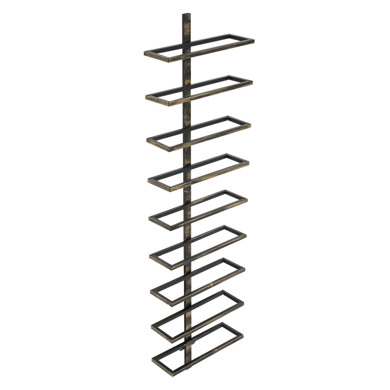 NeNchengLi 9 Bottles Wall Mounted Wine Rack Wine Bottle Holder, Industrial Metal Hanging Wine Storage Display Holder Wine Bottle Wall Rack for Wine Theme Decor Beverages Liquor Bottle Storage, Bronze
