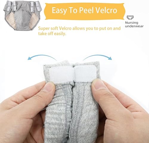 Miniatura 5 de AUSTYLCO Pañal de tela para adultos a prueba de fugas con insertos, calzoncillos urinarios absorbentes reutilizables para ancianos, discapacitados,