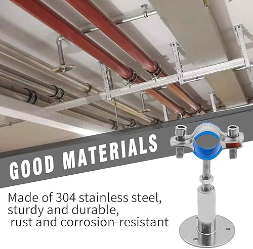 Miniatura 7 de EATAKWARD 4 soportes de tubo de techo de acero inoxidable 304 para montaje en pared, rango de 1.969-3.937 in, abrazadera de correa de tubo ajustable