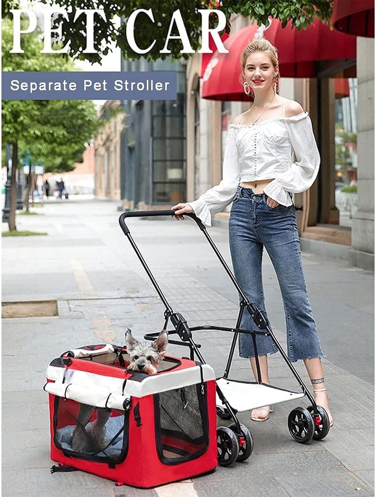 Passeggino per 2 cani di piccola taglia Gatti Cuccioli e gattini, passeggini per cani di piccola taglia Passeggino pieghevole Passeggino traspirante Passeggino per gatti, cani e altro(Beige)