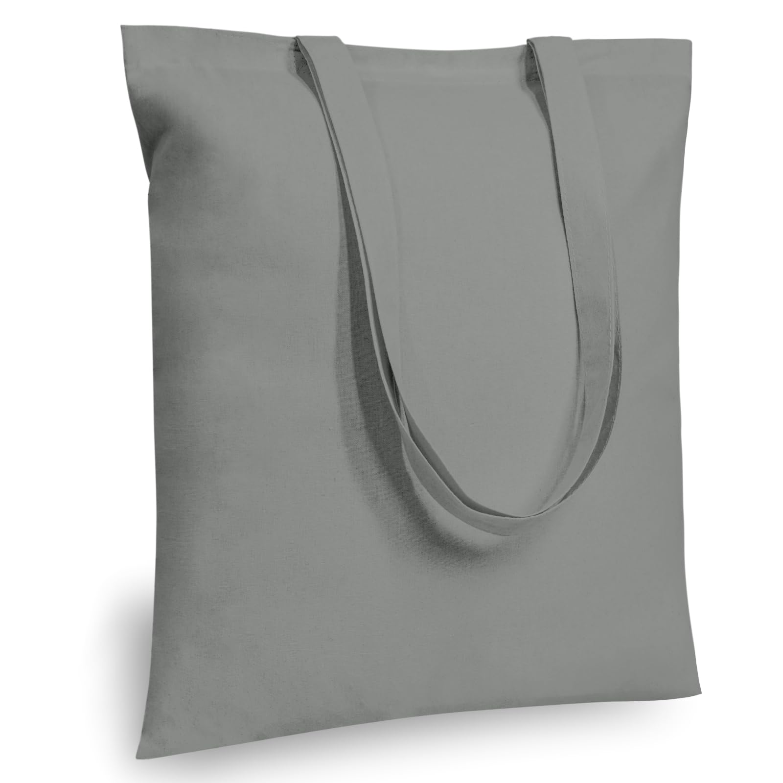 TOPDesign 24-Pack Economical 16"x15" Light Grey Cotton Tote Bags, Lightweight Medium Reusable Grocery Shopping Cloth Bags, Suitable for DIY, Advertising, Promotion, Gift, Activity