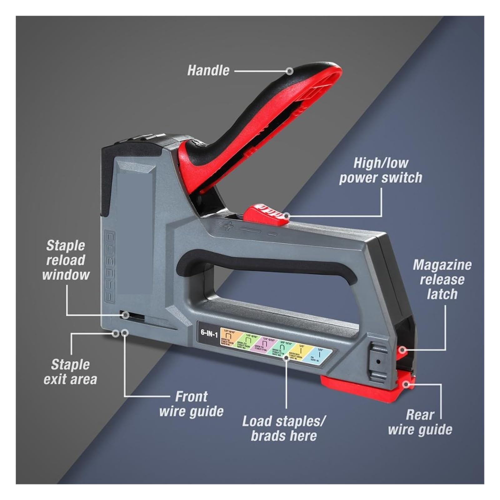 Pistola sparachiodi leggera 6-in-1 Pistola for graffette manuale Chiodatrice manuale Cucitrice for tappezzeria for decorazione e carpenteria