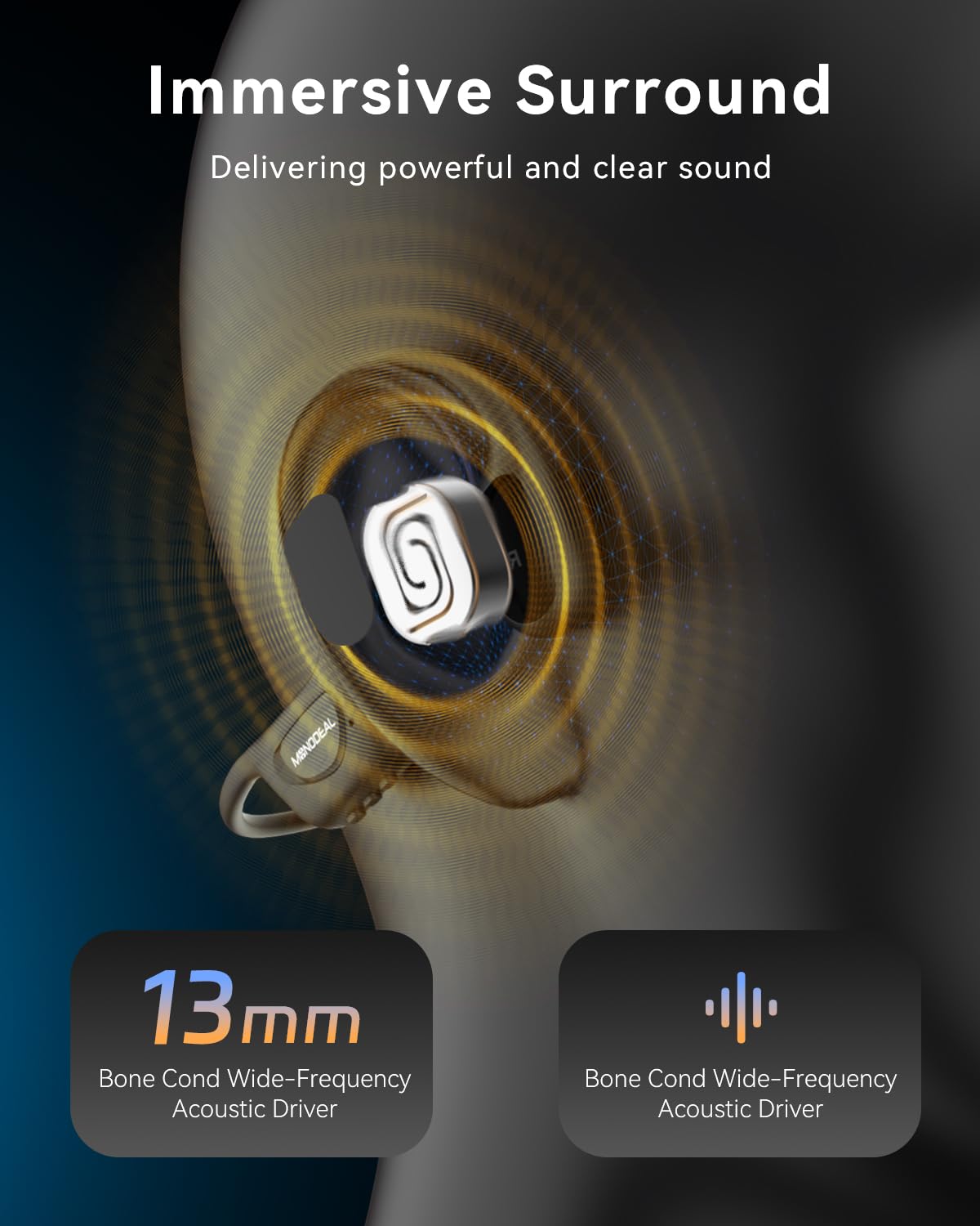 MONODEAL Écouteurs intra-auriculaires Bluetooth 6.0 étanches IPX8 à conduction osseuse pour le jogging, le cyclisme, le fitness