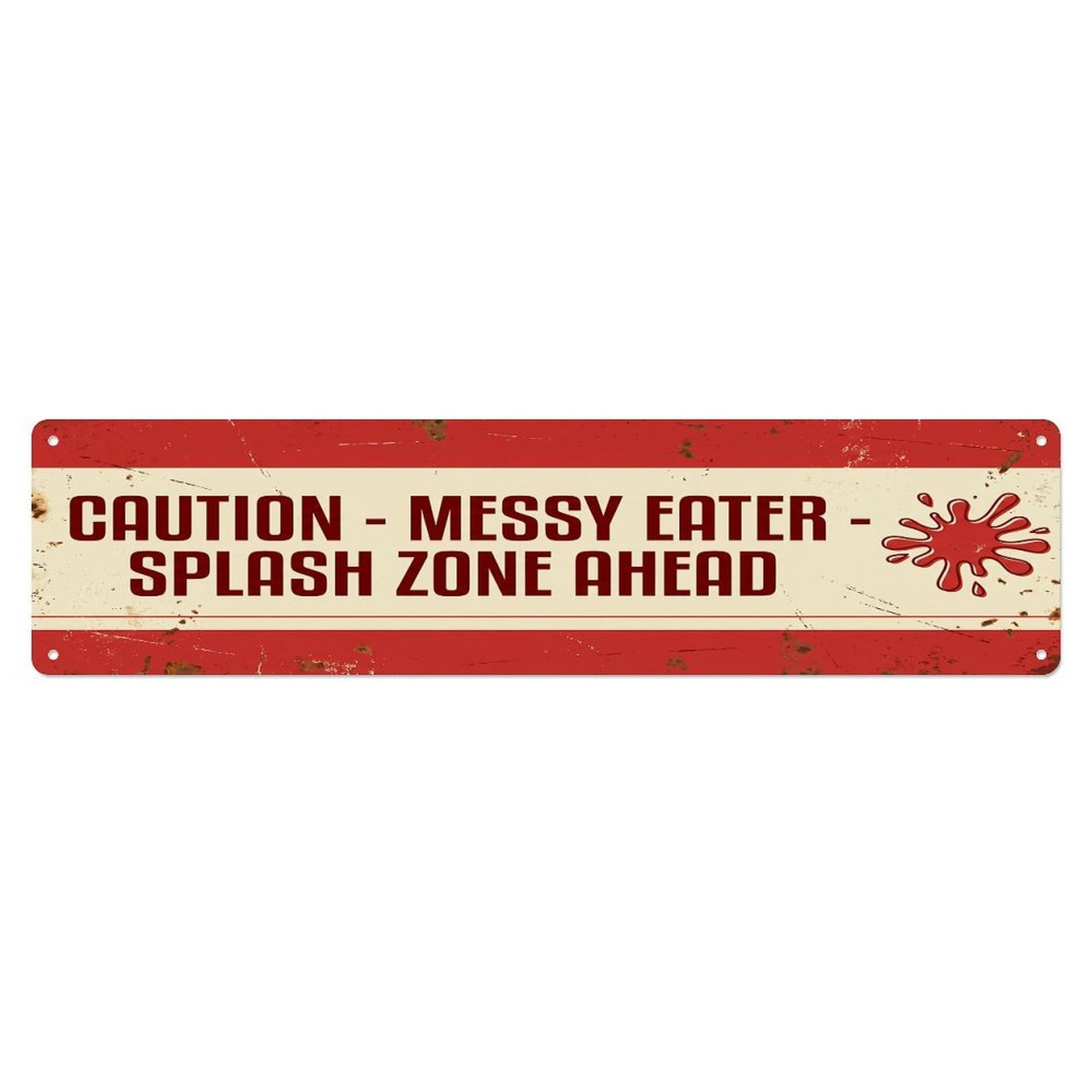 Olhnbad 4X16inch(10X40cm) Vintage Funny Caution Messy Eater Warning Metal Tin Sign