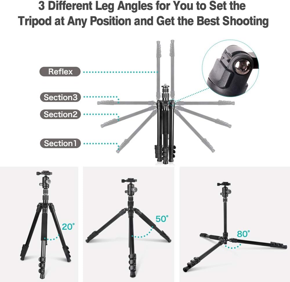 Flash Sale UBeesize 61.4-inch Camera Tripod, 12kg/26.4lb Load Aluminum Travel Tripod Stand, Compact and Lightweight Video Tripod for DSLR Cameras, Projectors, Camcorders, Canon and Nikon