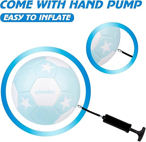 Miniatura 5 de PP PICADOR Balón de fútbol de tamaño 4, pelotas de fútbol para niñas, niños, jóvenes, niños, entrenamiento, escuela, interior y exterior, pelota de